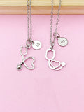 Silver Stethoscope Charm Necklace, Doctor Nurse Medical School Student Gifts, N5627C