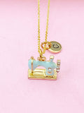Sewing Machine Charm Necklace, Gold Sewing Machine Charm, Quilting Friend Gifts, N398D
