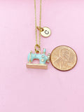 Sewing Machine Charm Necklace, Initial Pendant, Quilting Gift