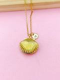 Gold Scallop Shell Locket Necklace, N1798