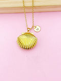 Gold Scallop Shell Locket Necklace, N1798