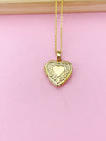 Gold Heart Bowknot Locket Necklace, N4224
