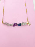 Gold Fluorite Necklace Natural Gemstone Jewelry, Bracelet Option, Personalized Customized Gifts, N4277D