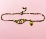 Bronze Gold or Silver Freedom Handcuff Bracelet, N1483E