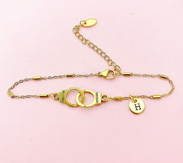 Gold or Silver Freedom Handcuff Bracelet, N1483F