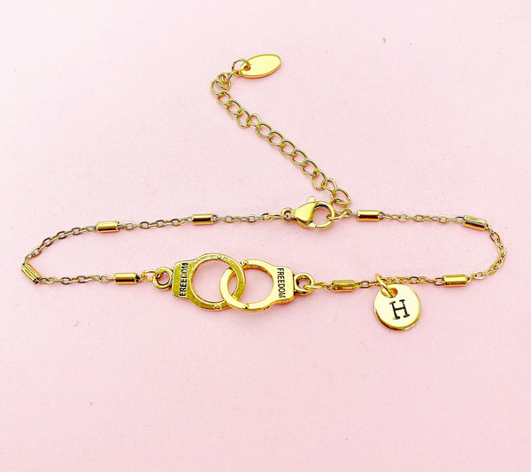 Gold or Silver Freedom Handcuff Bracelet, N1483F