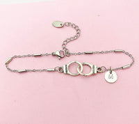 Silver Freedom Handcuff Bracelet, Gold in Option, N1483G