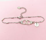 Silver Freedom Handcuff Bracelet, Gold in Option, N1483G