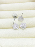 Rose Flower Stud Earrings in Silver, Surgical Stainless Steel, N5694G