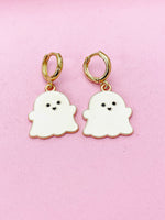 Gold Cute Ghost Charm Earrings, Halloween Jewelry, N3684B