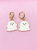 Gold Cute Ghost Charm Earrings, Halloween Jewelry, N3684B