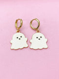 Gold Cute Ghost Charm Earrings, Halloween Jewelry, N3684B