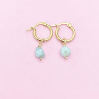 Larimar Earrings, Natural Gemstone Jewelry, N5115