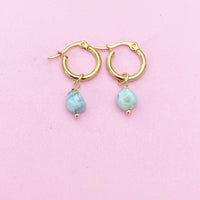 Larimar Earrings, Natural Gemstone Jewelry, N5115