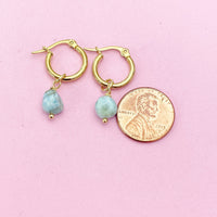 Larimar Earrings, Natural Gemstone Jewelry, N5115