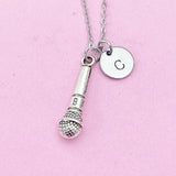 Silver Microphone Charm Necklace, N2625B