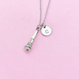 Silver Microphone Charm Necklace, N2625B