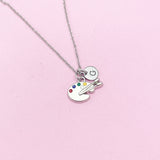 Silver Artist Paint Palette Charm Necklace, N376A