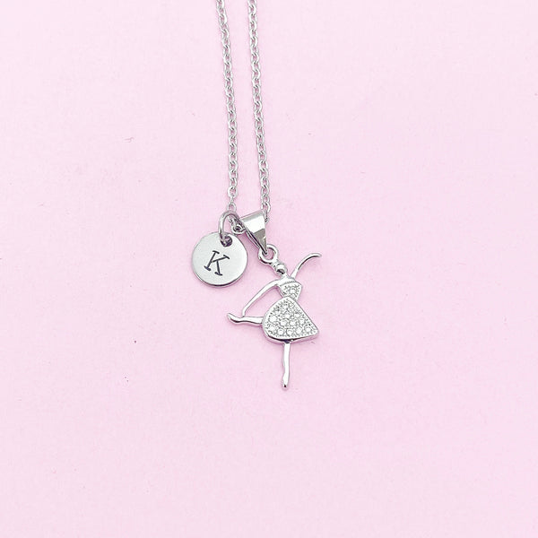 Silver Ballet Dance Charm Necklace, N1039