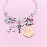 Silver Cute Cat Stethoscope Caduceus Charm Bracelet, Veterinary Technician Bracelet, N4963A