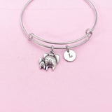 Silver Mother Elephant and Baby Calf Charm Bracelet, N1498