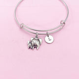 Silver Mother Elephant and Baby Calf Charm Bracelet, N1498