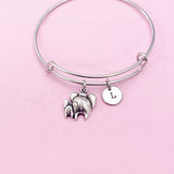 Silver Mother Elephant and Baby Calf Charm Bracelet, N1498