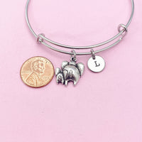 Silver Mother Elephant and Baby Calf Charm Bracelet, N1498