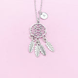 Silver Dreamcatcher Charm Necklace, Dream Catcher, Feather Charm, N15A