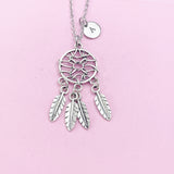 Silver Dreamcatcher Charm Necklace, Dream Catcher, Feather Charm, N15A