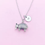Silver Armadillo Charm Necklace, Animal Charm, N776
