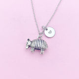 Silver Armadillo Charm Necklace, Animal Charm, N776