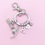 Graduation Charm Keychain, Rx Diploma, Initial Charm, Personalized Gift