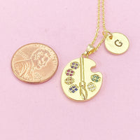Gold Artist Palette Charm Necklace Birthday Gifts, Personalized Customized Gifts, N5258