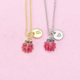 Gold or Silver Red Ladybug Insect Charm Necklace, Best Christmas Gifts, N4555B