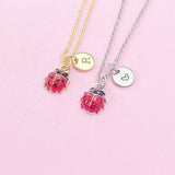 Gold or Silver Red Ladybug Insect Charm Necklace, Best Christmas Gifts, N4555B