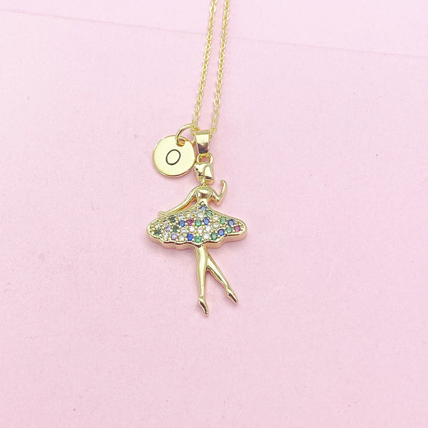 Gold or Silver Ballet Girl Dance Necklace, N582A