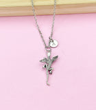 Silver Flying Lizards Charm Necklace, Flying Dargon, Gecko with Wings Charm, N5699
