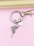 Silver Flying Dargon Charm Keychain, Flying Lizards Charm, Gecko with Wings Charm N5699A