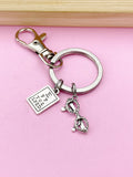 Silver Eye Chart Reading Glasses Charm Keychain, Graduation Gift for Ophthalmologist, Ophthalmologist Tech Med School Gifts, N1127B