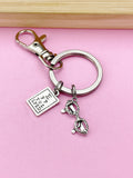 Silver Eye Chart Reading Glasses Charm Keychain, Graduation Gift for Ophthalmologist, Ophthalmologist Tech Med School Gifts, N1127B