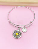 Silver Daisy Charm Bracelet, Silver Sunflower Flower Jewelry, N2344
