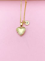 Tiny Gold Heart Locket Necklace, Love, Valentine Gift, N4042