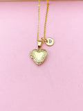 Tiny Gold Heart Locket Necklace, Love, Valentine Gift, N4042
