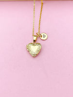 Tiny Gold Heart Locket Necklace, Love, Valentine Gift, N4042
