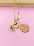 Tiny Gold Heart Locket Necklace, Love, Valentine Gift, N4042
