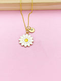 Gold Daisy Flower Charm Necklace N1509