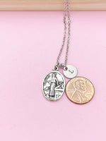 Silver Saint Luke Charm Necklace, N2717