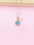 Rose Gold Blue Druzy Dainty Delicate Necklace, N1477