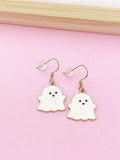 Gold Ghost Dangle Earrings, Cute Halloween Jewelry